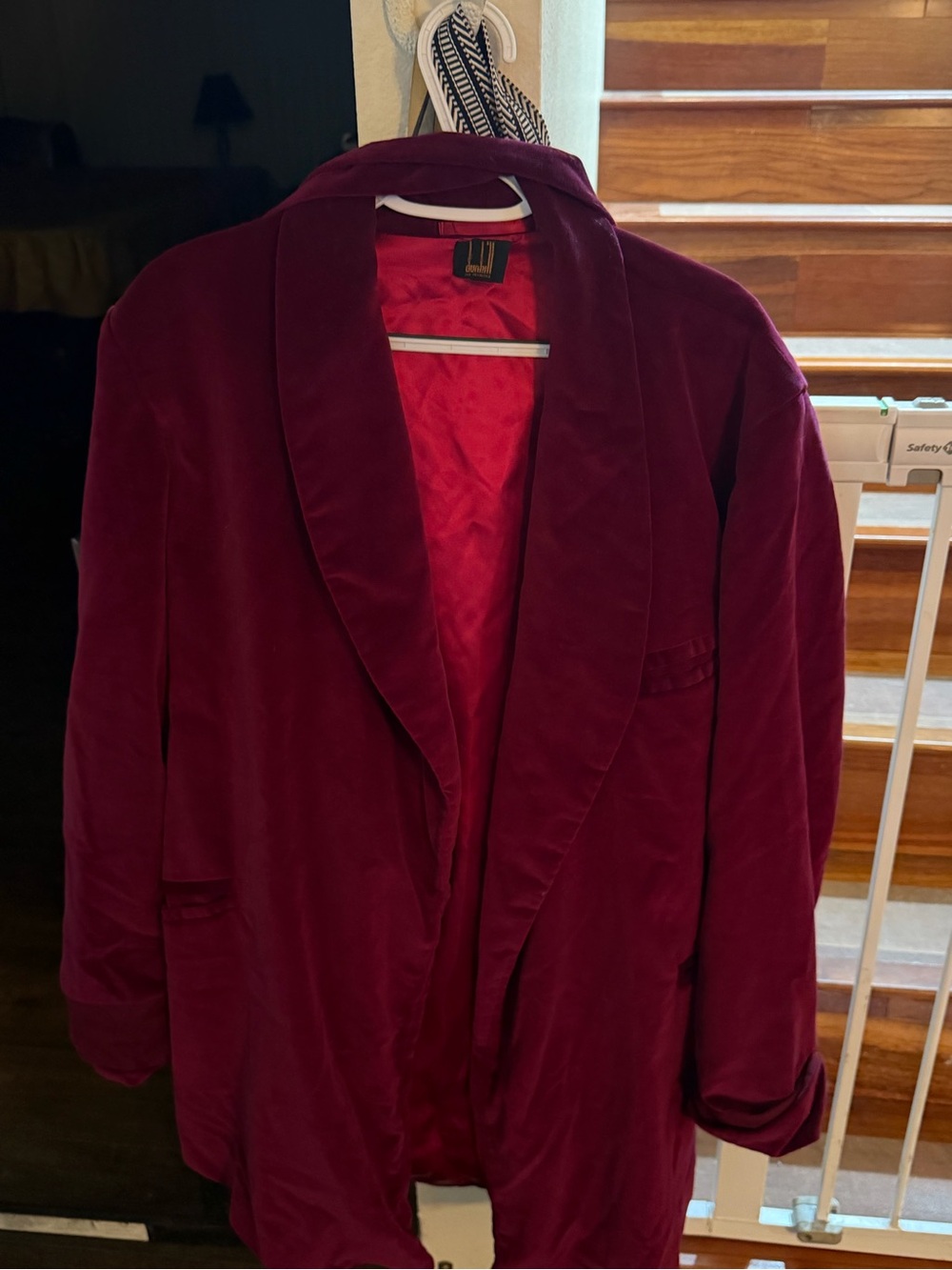 Dunhill Burgundy Velvet Blazer with tie front- smoking jacket